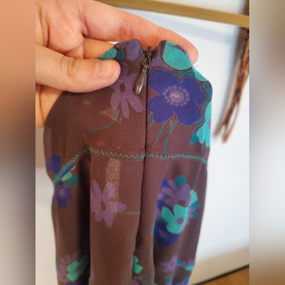 Nougat London A-Line Skirt - Brown with Blue and Green Floral - Picture 9 of 10